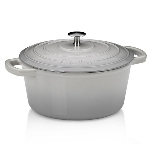 KELA Gryta av gjutjärn med lock CALIDO 24 cm grå KL-12606