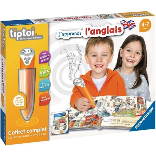 tiptoi® - Komplett interaktivt lässet + bok Jag lär mig engelska - Ravensburger - Pedagogiskt elektroniskt spel - Från 4 år Flerfärgad