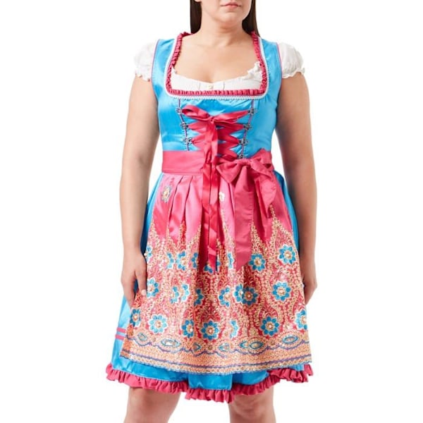 Robe Dirndline - partB01KTYAZF6 - Premium Dirndl Klänning för Speciella Tillfällen Kvinna Blå/Rosa 3