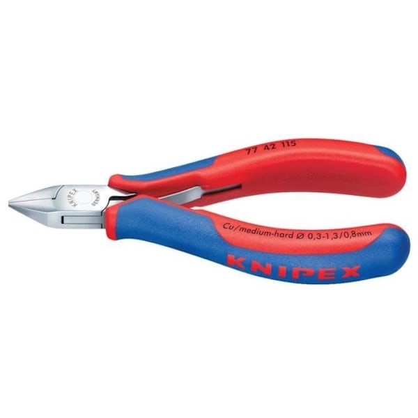 Sidoklipptång för elektronik Knipex 77 42 130 - 130 mm utan fas