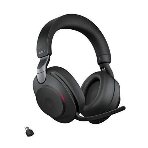 Jabra Evolve2 85 trådlösa PC-headset UC-certifierade hörlurar med brusreducering och Bluet-adapter med lång batteritid