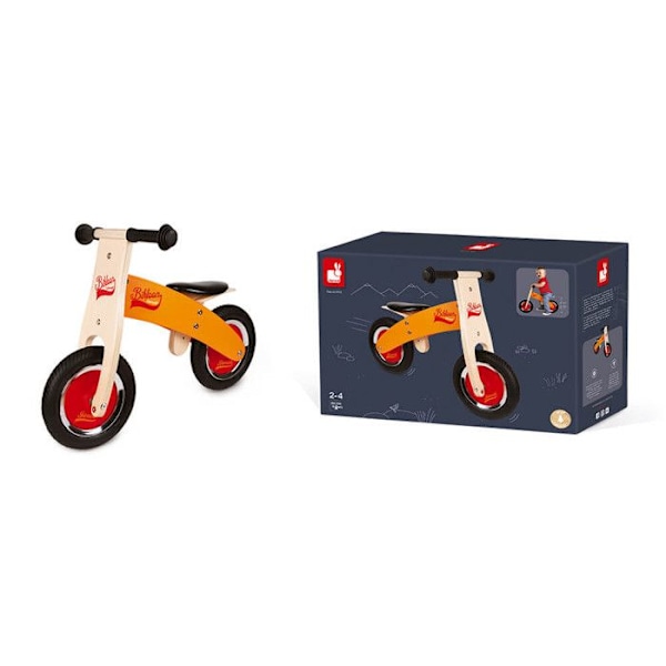 Janod Little Bikloon balanscykel i trä - Orange - Från 2 år - Uppblåsbara däck - Justerbar sadel Orange