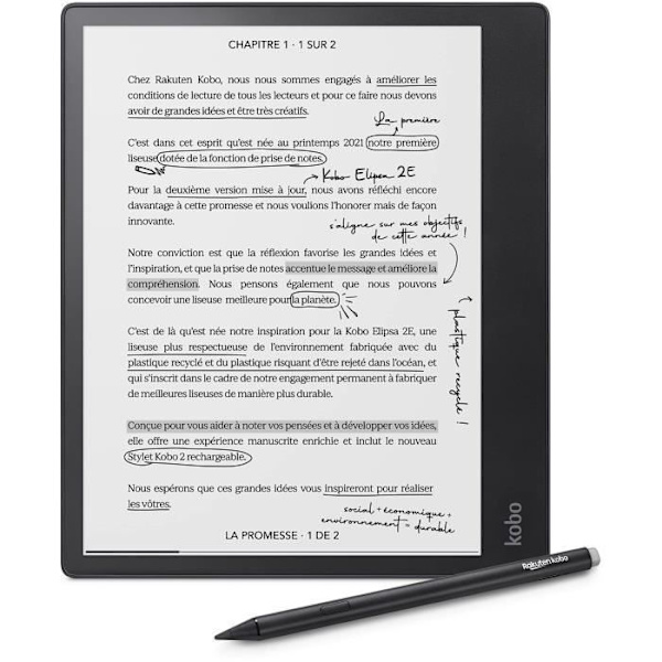 Liseuse Kobo Elipsa 2E av Fnac – 10,3" pekskärm – Stylus ingår – WiFi – eBook-läsare