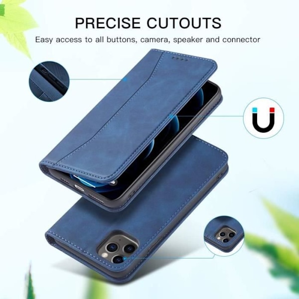 Etui Housse Premium i PU Läder Fodral Skydd Ställfunktion Magnetisk Stötsäker Leaisan - Blå Blå