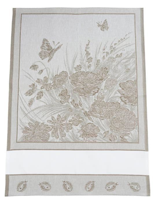 "Handduk - AMZ - Nät - Bomull - Blommönster - 60x80 cm" Gul, Gråbrun