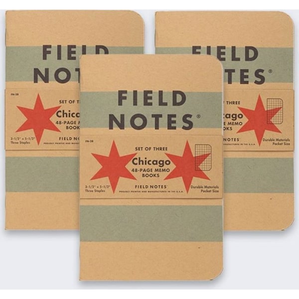 Notebook - New era loggbok - FN-28 - Notes Field Notes Chicago Edition Kratka 3 Pac