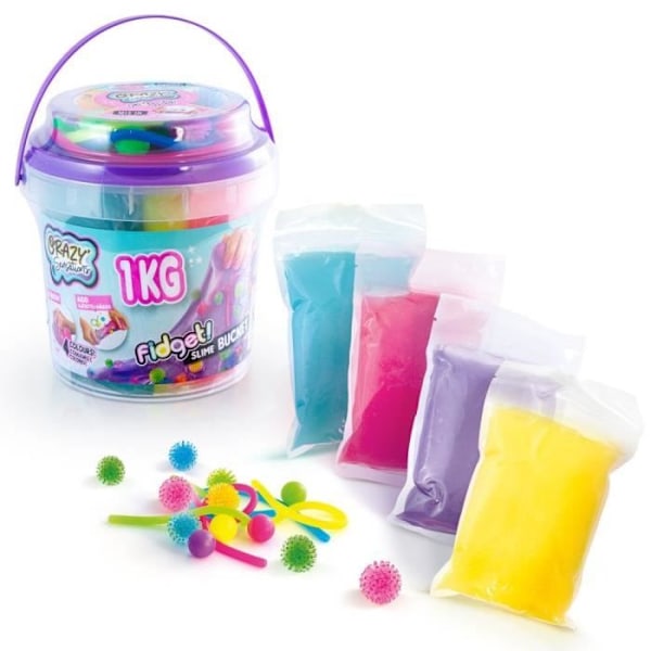 Fidget Slime - 1 kg fat - Canal Toys - Stretchig och icke-klibbig konsistens - Innehåller 14 fidget leksaker Blå
