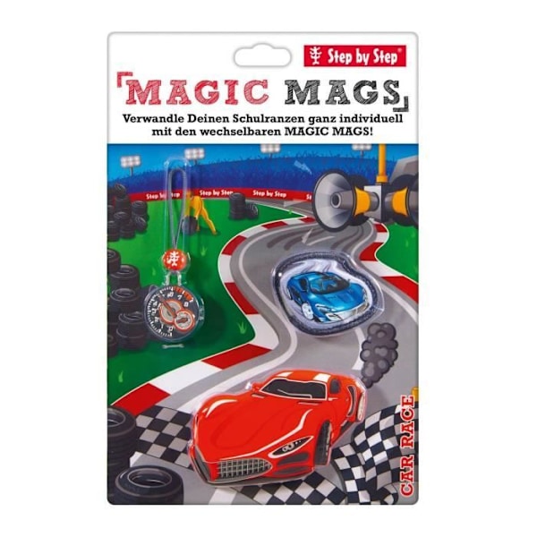 Step by Step Magic Mags Set (3-delar) Bilracing [139633] - Magic Mags skolryggsäck röd blå