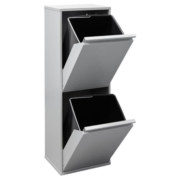 Arregui Basic CR202-B Stålåtervinningskärl, selektiv sorteringsbehållare, 2 hinkar, 2 x 17L (34L), grå