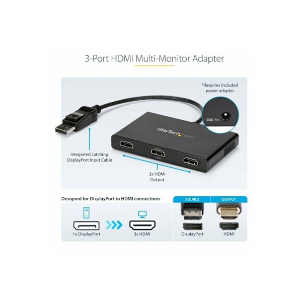 MST Splitter Hub - STARTECH.COM - MSTDP123HD - 3x HDMI - DisplayPort 1.2 - Svart