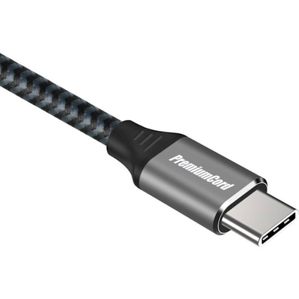 PremiumCord USB-C-kabel (USB 3.2 GEN 2, 3A, 60W, 20Gbit/s) med bomullssnöre 1,5 m