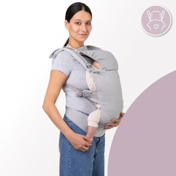 MoMi COLLET Ergonomisk bärsele - Upp till 20 kg - Fram/bak - Hypoallergenisk - Grå Grå