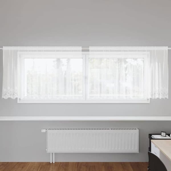 Spetsgardin - vidaXL - 80x300 cm - Vit - Polyester - Ljusfiltrerande - Integritetspaneler - Lätt Vit