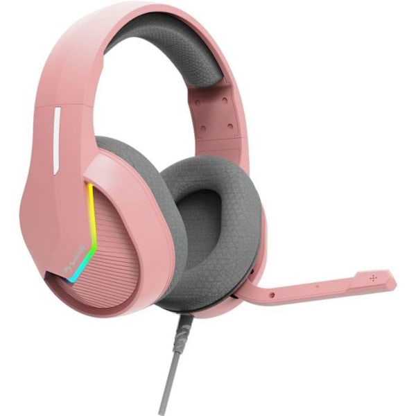 Hörlurar - Marvo TACTIC 40, headset med mikrofon, trådad, rosa, 2.0, bakgrundsbelyst, USB