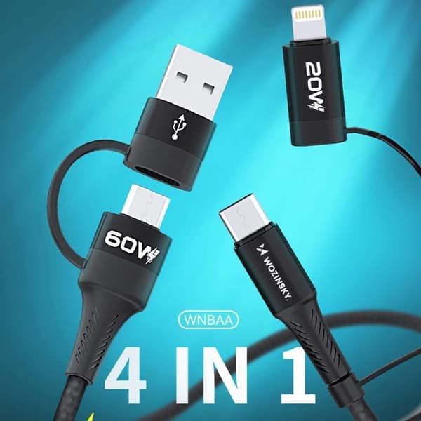 Wozinsky Kit med 4 Kablar 1 USB-C till Lightning 60 W för iPhone 11 12 13 14