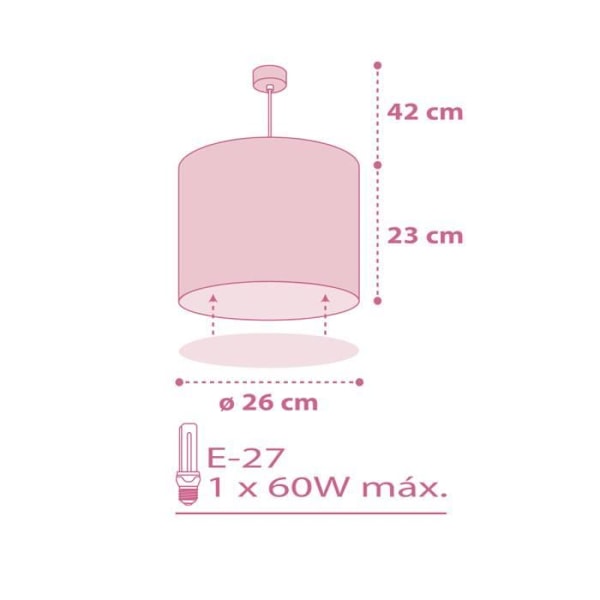 Dalber Sweet Dreams taklampa för barn med rosa hjärtmotiv - L 26 cm H 30 cm rosa och vitt
