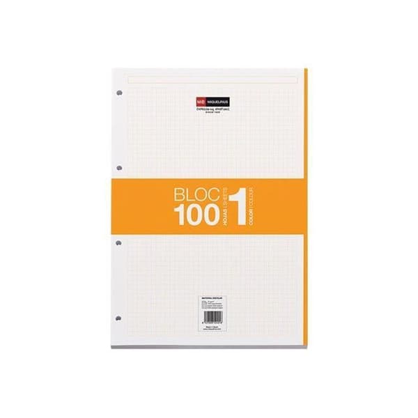 Miquelrius Orange Notebook Pad refill A4 100 ark - 200 sidor små rutor 4 hål