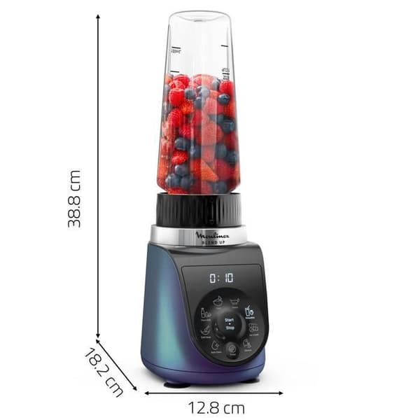 Mini blender - MOULINEX - LM19H4F0 - 1 000 W - 8 automatiska program - Blå Blå