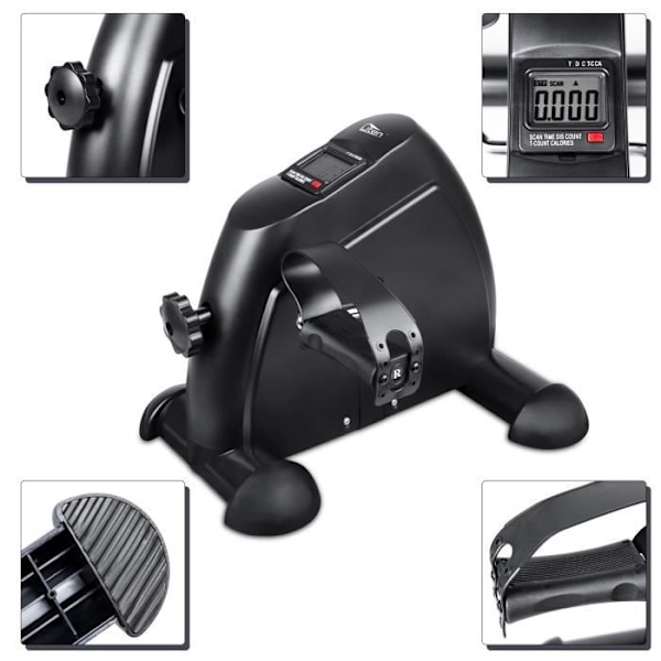 EVOLAND Mini motionscykel - Arm- och bentränare - LCD-skärm - Svart