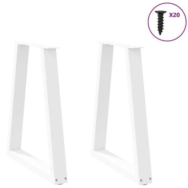 vidaXL V-formade matbordsben, 2 stycken, vit, 60 x (72-73,3) cm, stål 4012565