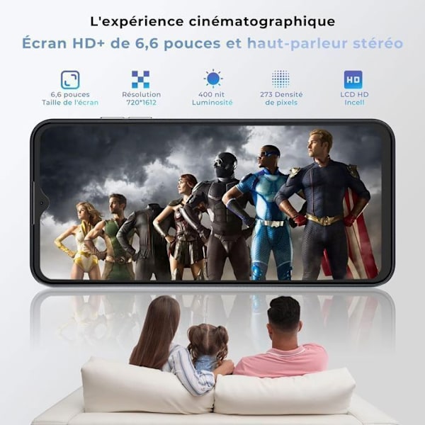 HOTWAV Note 15 Smartphone Billig - Gåvor För Mors Dag/Pappas Dag - 6,6" HD+ 4+64Go 5160mAh 4G Android 14 Mobiltelefon - Svart Svart