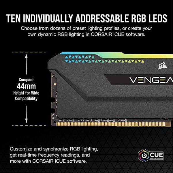 RAM-minne - CORSAIR - CMH32GX4M2Z3600C18 - VENGEANCE RGB PRO SL - DDR4 - 32Go 2x16Go - 3600MHz - DIMM - CL 18 - 1.35V