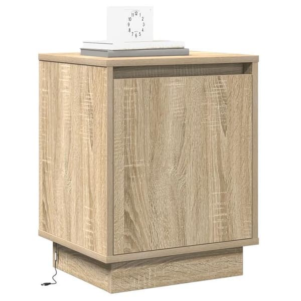 Nattduksbord - Sonoma Ek - LED - 1 dörr - Modern design Brun