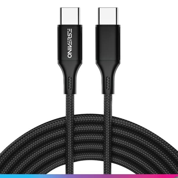 USB-C-kabel - ONIVERSE - Typ C till Typ C 3 m - Snabbladdning 2,4 A - Förstärkt flätad - Kompatibel med PS5/Xbox/Switch/iPhone 15