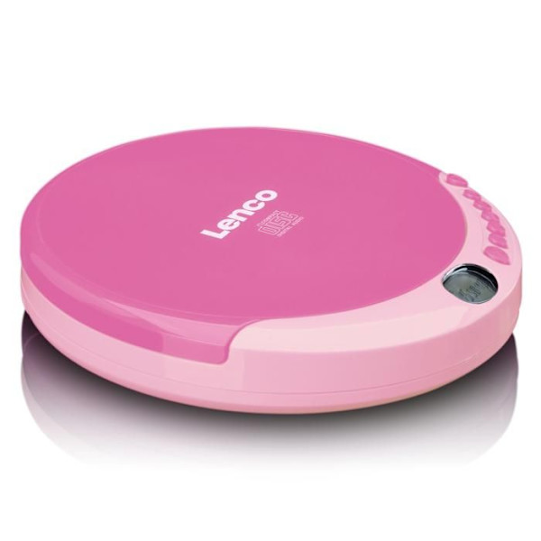 Bärbar CD-spelare - Lenco - CD-011 - Rosa - Hörlurar ingår - Uppladdningsbar via Micro USB Rosa