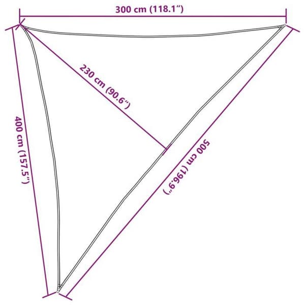 vidaXL Solskyddsduk 160 g/m² triangulär ljusgrå 3x4x5 m PEHD 4002003