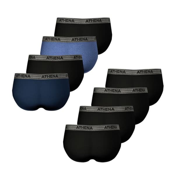 8-pack kalsonger herr Ecopack Basic Bomull Athena Blå-Svart-Blå melerad-Svart-Svart-S jag