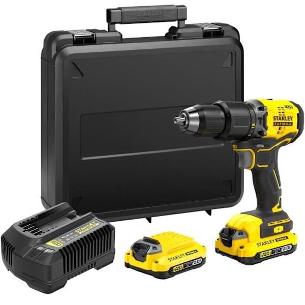 Borstlös slagborrskruvdragare 60 Nm - Litium 18V - 2 batterier 2Ah - STANLEY FATMAX V20 - SFMCD715D2K-QW Gul