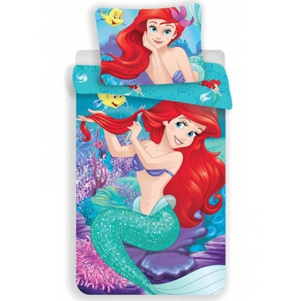 Duntäcke - Disney - Ariel - 100% Bomull - Vändbar - 140x200 cm