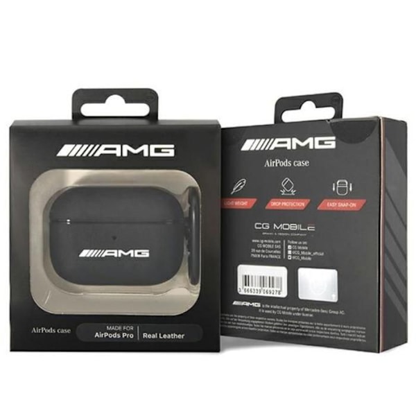 Läderfodral - AMG - AirPods Pro - Svart - Avtagbar klämma - Rep resistant