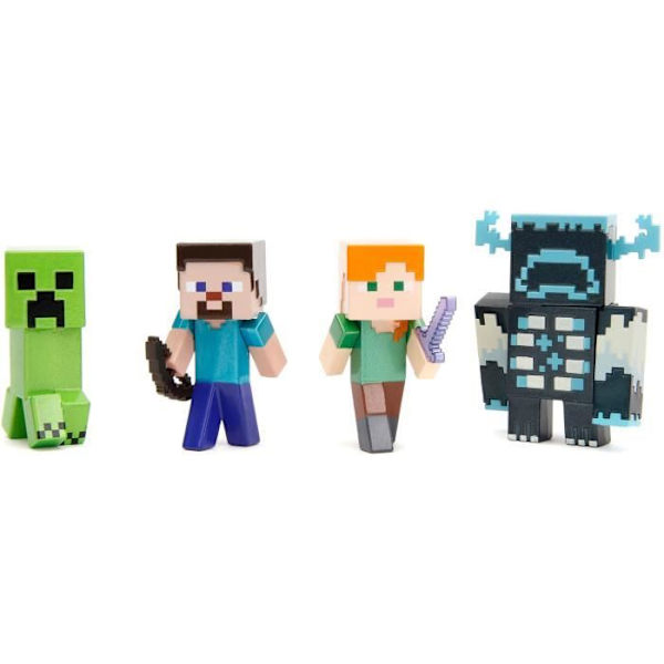 Minecraft metallfigurset Steve Alex Creeper Warden 6 cm Grön, blå, brun, röd