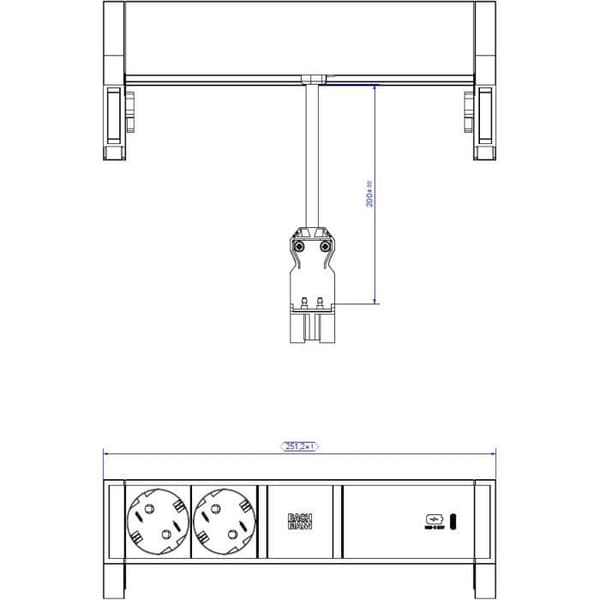 Multiprise - BACHMANN - DESK2 - 2x CEE7/3 - 1x USB C 60W - Förstärkt skydd Vit
