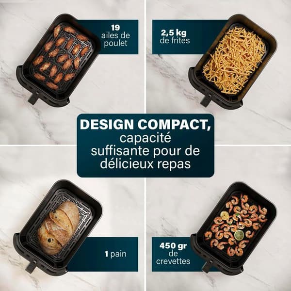 PRINCESS SlimFry 182257 Luftfritös 8L 2000W Touchskärm 8 program Svart Svart