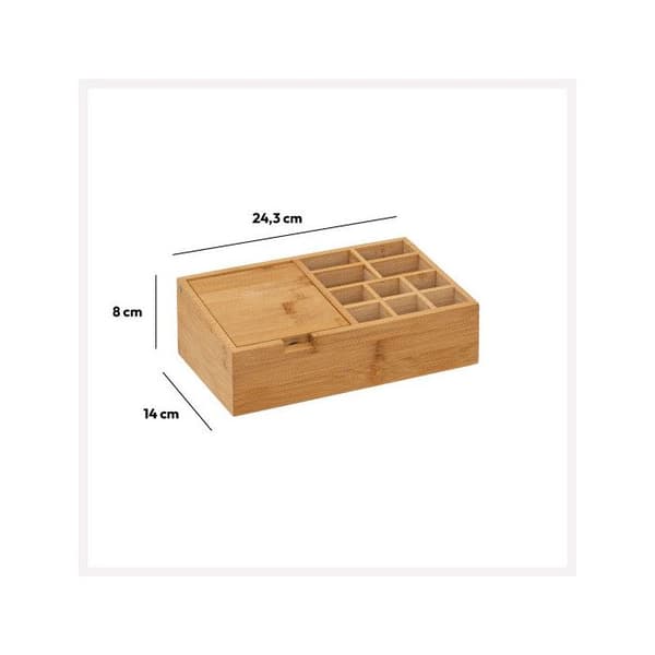 Spegelorganisatör 10 fack bambu beige