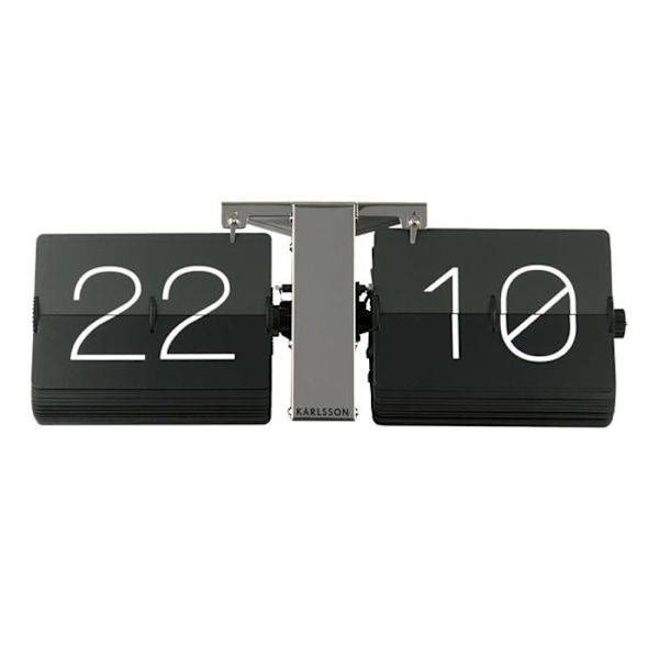 Digital bordsklocka - KARLSSON - Flip - Metall - Svart - Krom - 14 cm Svart, krom
