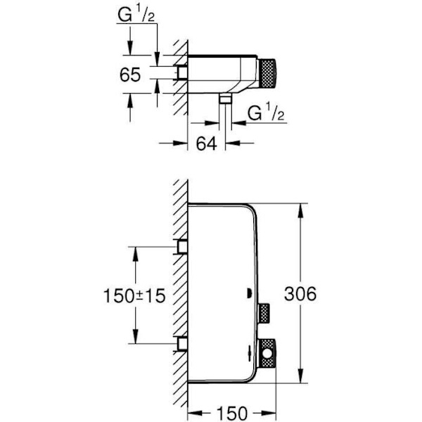 GROHE Grohtherm SmartControl termostatisk duschblandare 34719000- Tvålkopp -Temperaturbegränsare -Vattenbesparande- Krom Grå
