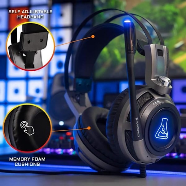 THE G-LAB KORP200-G Bakgrundsbelyst Gaming Headset - PC, PS4, XBox One - Grå