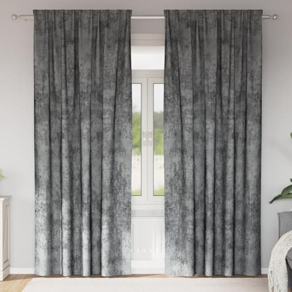 Sammetgardiner - 225x140 cm - Grå - Öglor - Mörkläggande Grå