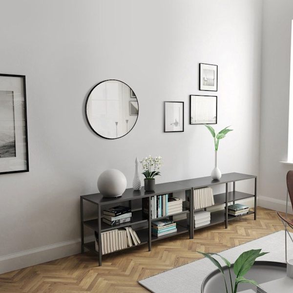 Cirkulär badrumsspegel 60 cm i diameter - mattsvart finish - RING DARK 60