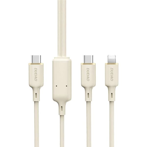 Förstärkt 2 i 1-kabel SR USB-C - USB-C / Lightning 100 W 1,2 m beige