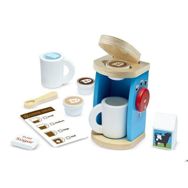 Kaffeservs i trä - MELISSA & DOUG - Pojke och flicka - Från 3 år - 10 stycken Beige, blått och vitt