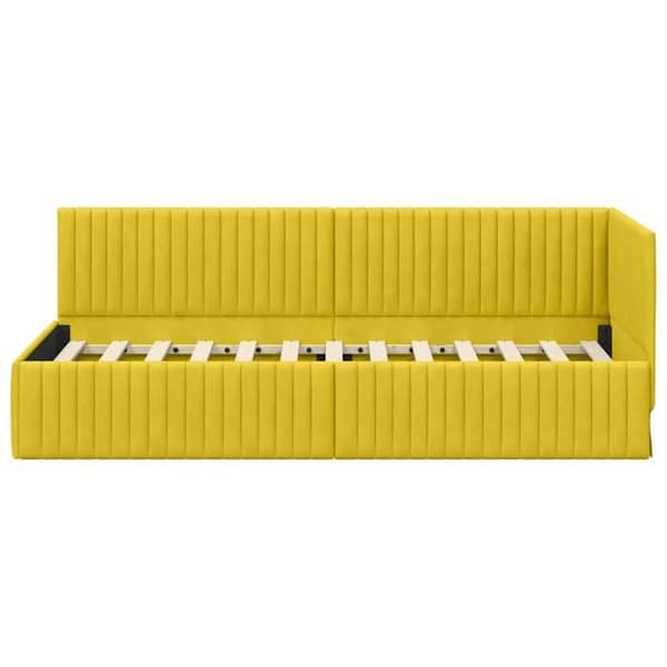 vidaXL Vinkel sängram Gul 80 cm x 200 cm Sammet 42016252