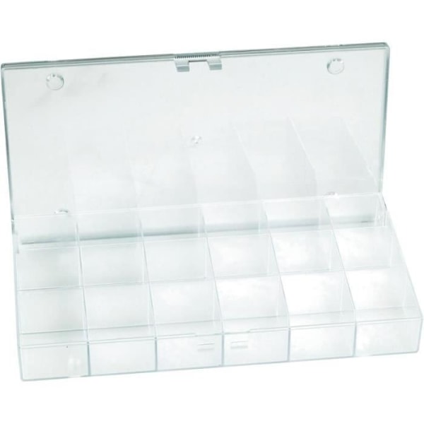 Transparent förvaringslåda med 18 fack - Transparent botten - Mått 194 x 31 x 101 mm Transparent