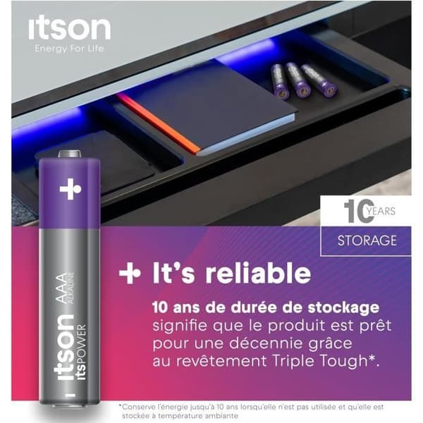Paket med 4 alkaliska batterier LR03/AAA 1,5V ItsPOWER