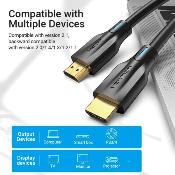 HDMI 2.1-kabel - VENTION - 1m - 48Gbps - Dolby Vision - Dynamisk HDR - 8K @ 60Hz