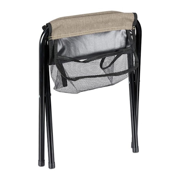 Relaxdays Fällbar campingpall med ficka, upp till 120 kg, hopfällbar, lätt, strandstol, HLP: 39 x 29 x 35 cm, beige beige, svart